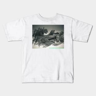 Canal and bridge in black and white Kids T-Shirt